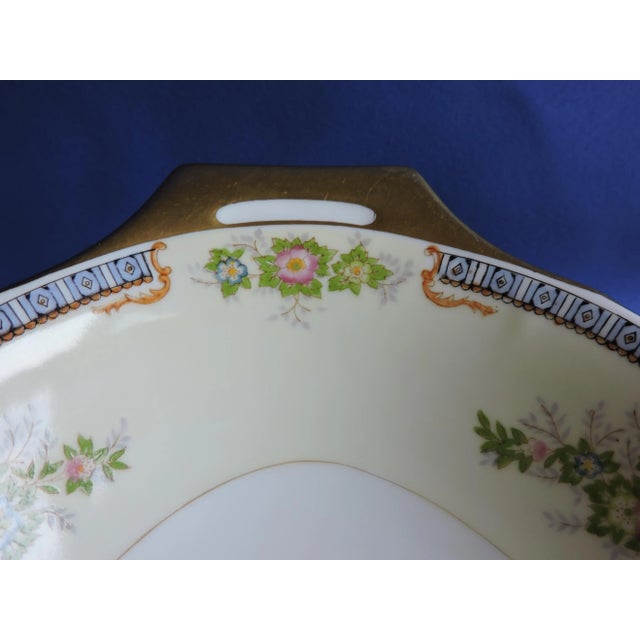 Circa 1930's Meito China Cecil Oval Vegetable Serving Bowl & Serving Platter Set Hand Painted in Japan- 2 Pieces For Sale - Image 4 of 12