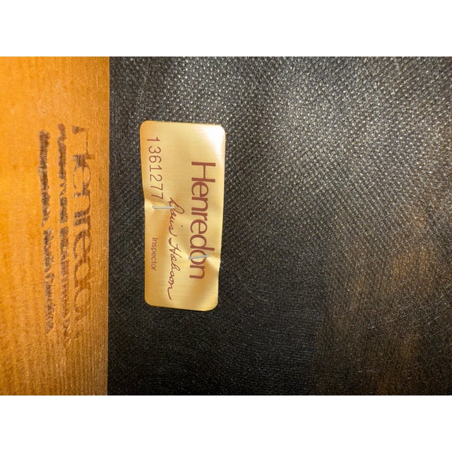 Original Henredon fine furniture. There are 6 dining chairs in the set, all beautifully upholstered with a navy blue...