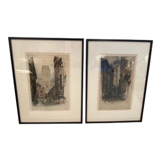 1920s Signed Luigi Kasimir Etchings - Set of 2 For Sale