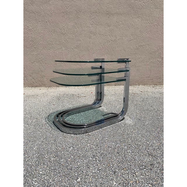 DIA - Design Institute America Mid Century Modern Design Institute of America Chrome and Glass Nesting Tables - Set of 3 For Sale - Image 4 of 13