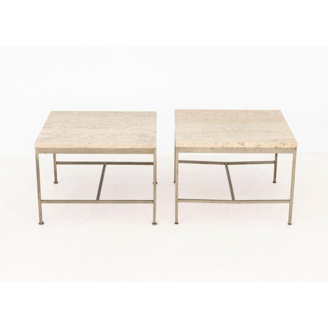 Paul McCobb Paul McCobb Travertine Top Side Tables, Pair For Sale - Image 4 of 7
