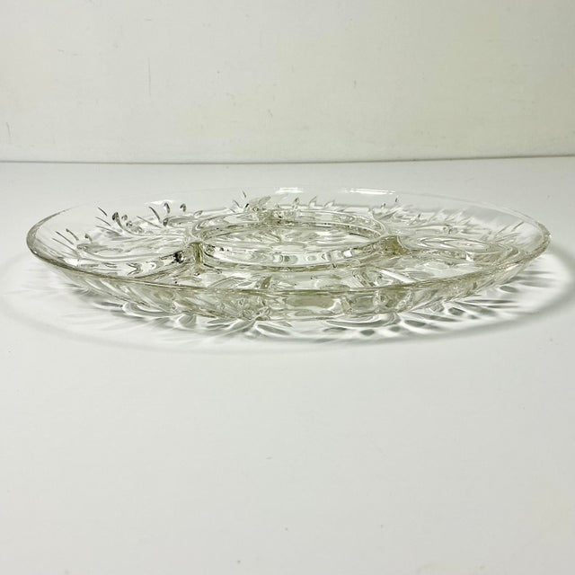 American Mid-Century Americana Hollywood Regency Boho Chic Divided Cut Glass Serving Platter. For Sale - Image 3 of 9
