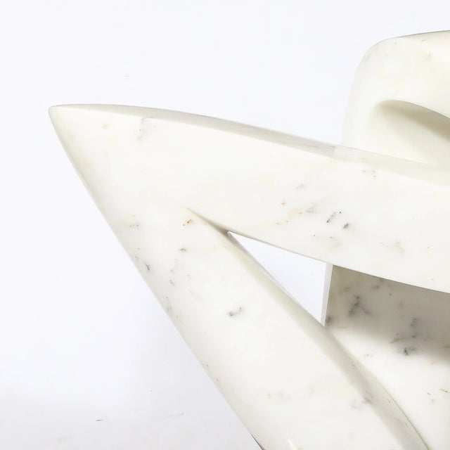 Mid-Century Modern Mid-Century Modern Carrara Marble Abstract Sculpture For Sale - Image 3 of 11