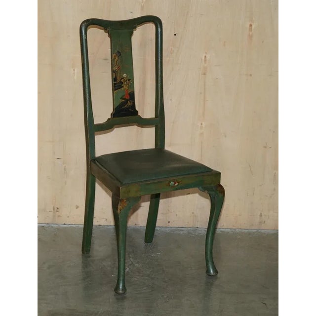 Set of Vintage Chinese Green Side Chairs, 1920s For Sale - Image 3 of 18