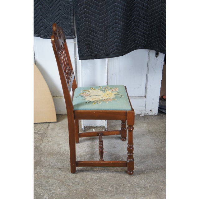 Brown Antique Early 20th Century Michigan Chair Company Walnut Side Chair Embroidered Seat For Sale - Image 8 of 12