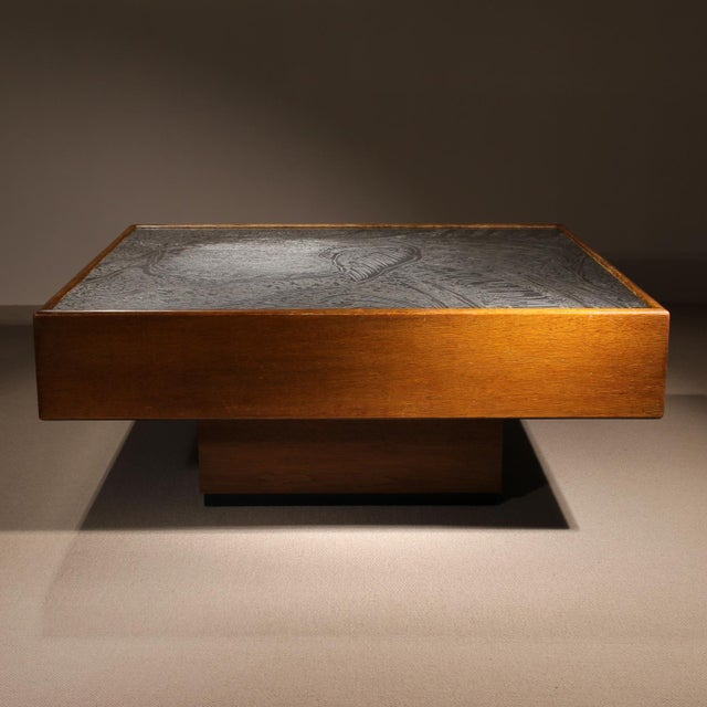 Oak & Etched Metal Coffee Table by Heinz Lilienthal, Germany, 1970s For Sale - Image 10 of 17