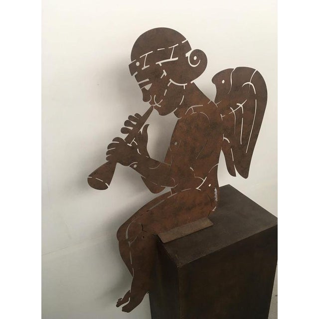1980s Post-Modern Abstract Rust Cherub Sculpture by Bruno Chersicla, 1980 For Sale - Image 5 of 18
