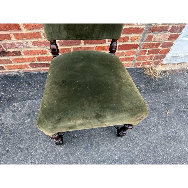 Antique Renaissance Style Velvet Upholstered Side Chair For Sale In Washington DC - Image 6 of 17
