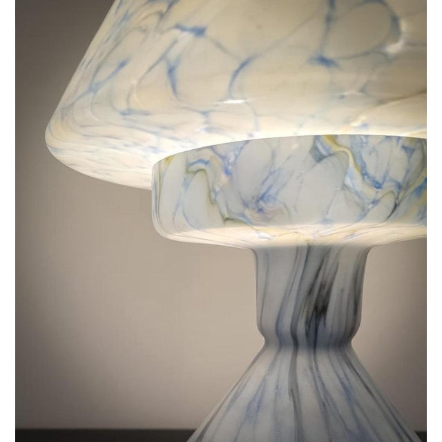 1920s Vintage Cubist-Style Pastel Glass Pastel Blue Glass Table Lamp, 1920s For Sale - Image 5 of 13