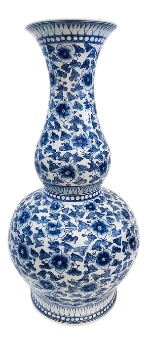 1970s Large Chinese Style Blue and White Porcelain Vase