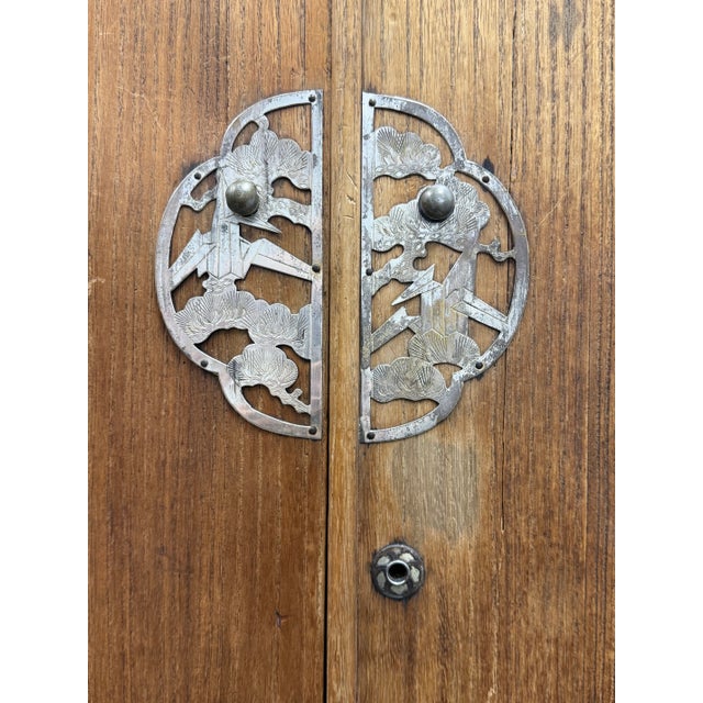 Japanese Kiri Wood Tansu With Mother of Pearl Inlaid Art Work For Sale - Image 12 of 12