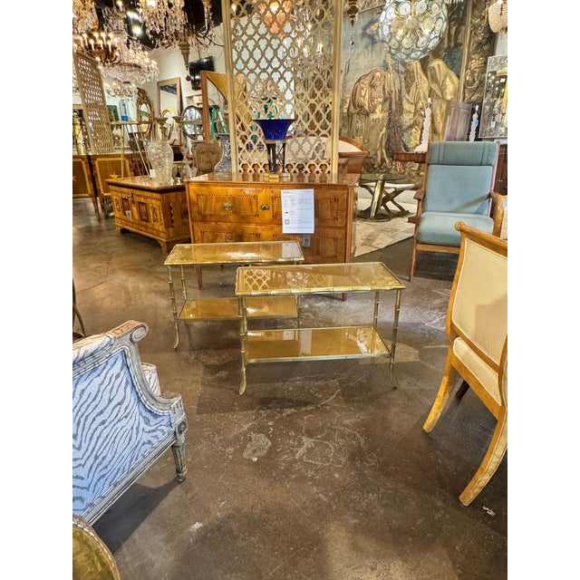 The Pair of Bagues Design Bamboo Form Side Tables is a stylish and unique addition to any home. These tables feature a...