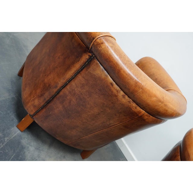 Vintage Dutch Cognac Leather Club Chairs, Set of 2 For Sale - Image 15 of 18