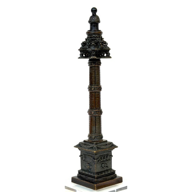 Metal Ferdinand Barbedienne French Grand Tour Bronze Paschal Column, circa 1870 For Sale - Image 7 of 18