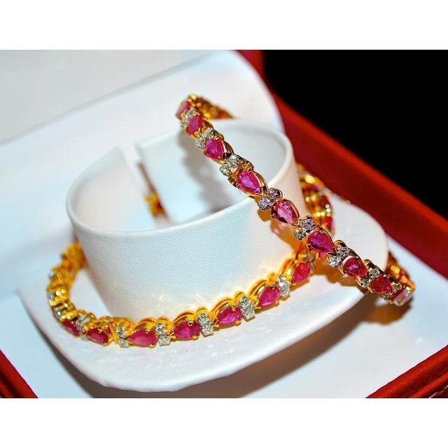 Certified Natural 10.35CTS VS F Diamond Ruby 18K Solid Gold Stackable Single Bangle For Sale In Dallas - Image 6 of 9