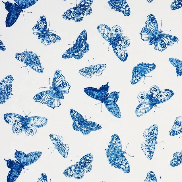 Abstract Sample - Schumacher Burnell Butterfly Fabric in Blue For Sale - Image 3 of 3