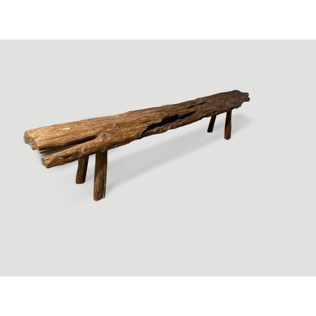 Andrianna Shamaris Teak Wood Log Style Bench For Sale In New York - Image 6 of 6