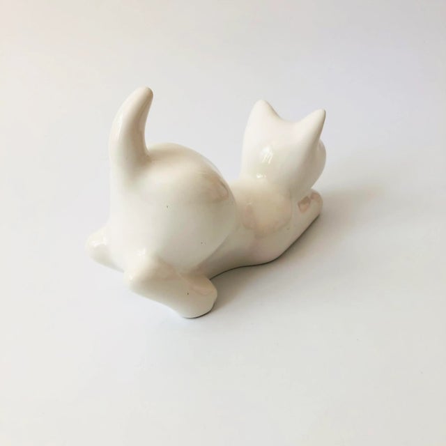 White Large Vintage White Ceramic Cat by Elpa Alcobaca Portugal For Sale - Image 8 of 10