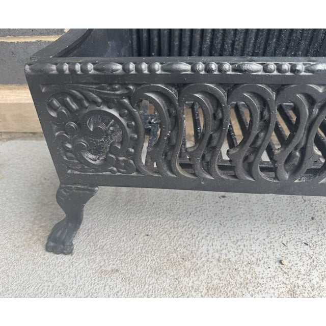 Antique Victorian Cast Iron Fireplace Log Coal Insert Basket Footed ...