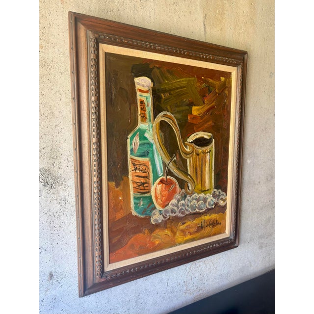 Mid-Century Modern 1960s American Modernist Impasto Still Life Oil Painting, Signed For Sale - Image 3 of 7
