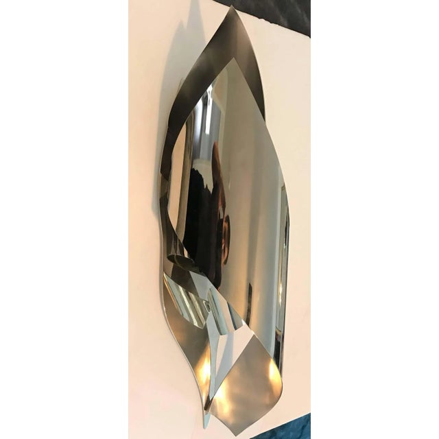 Metal 1970s Charles French Chrome Flame Wall Light For Sale - Image 7 of 8