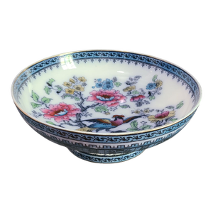 Vintage Chinoiserie Keeling & Co Burslem England Floral Phoenix Bird Pedestal Bowl