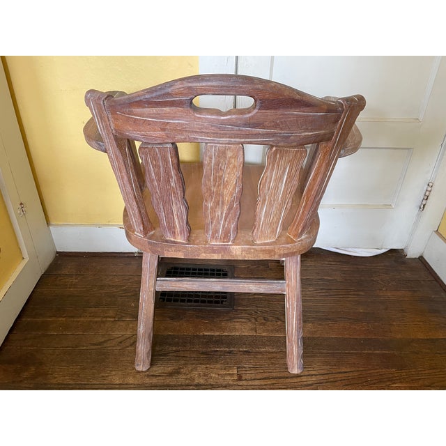 A. Brandt Ranch Oak Furniture Vintage 1963 Attributed to A. Brandt Ranch Oak Rustic Captains Chair For Sale - Image 4 of 11