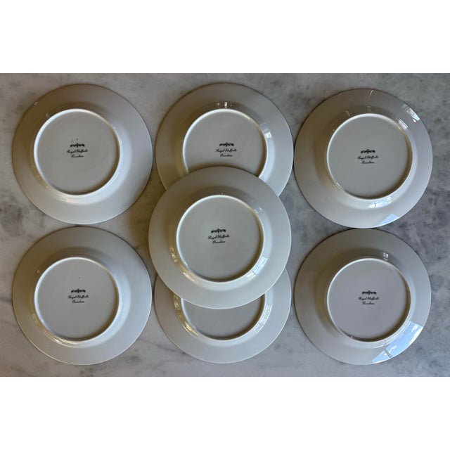 Black Set of 7 Strasbourg Dinner Plates by Royal Sheffield Porcelain For Sale - Image 8 of 9