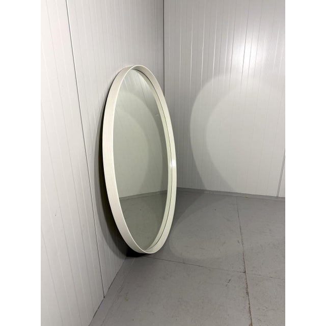 1970s White Round Wooden Wall Mirror, 1970s For Sale - Image 5 of 18