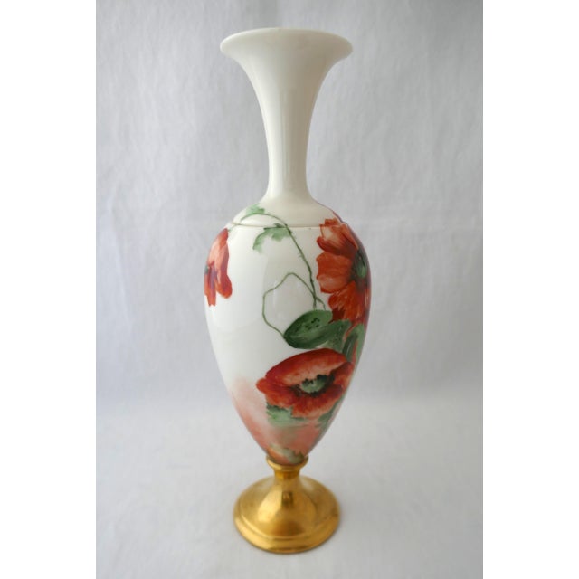 Antique Hand Painted Lenox Porcelain American Belleek Poppy Vase For Sale - Image 9 of 11