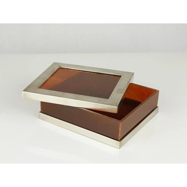 Vintage Italian Nickel Plated Metal and Plastic Box, 1960s For Sale - Image 3 of 8