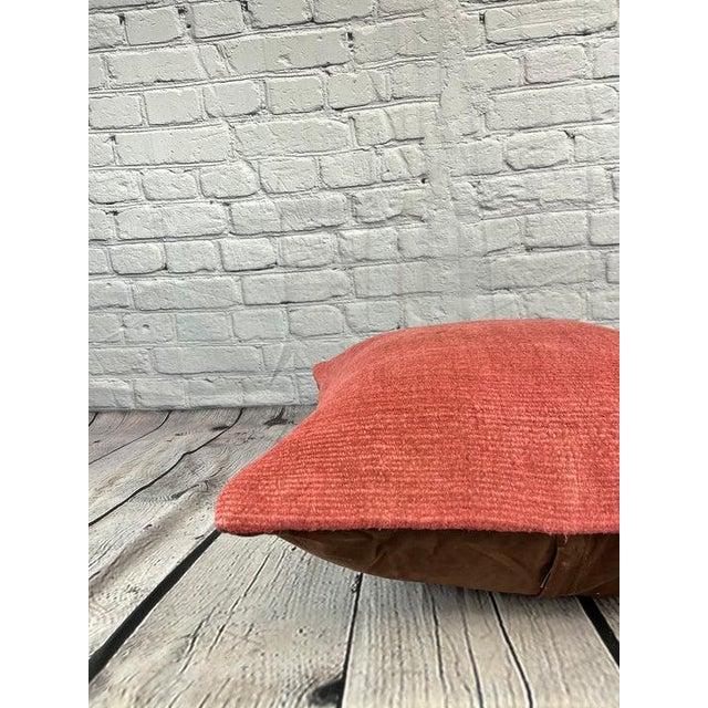 20 x 20 Hemp Pillow Turkish Cushion Natural Pinkish Red Pillow Cushion Cover For Sale - Image 4 of 4