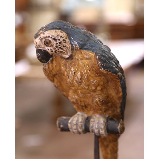 Pair of Mid 19th Century Italian Carved and Painted Parrot Candlestick Stands For Sale In Dallas - Image 6 of 12