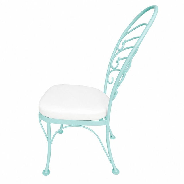 Metal 1950s Restored Teal "Ribcage" Patio/Outdoor Lounge Chair W/ Brass, Set of Two For Sale - Image 7 of 7