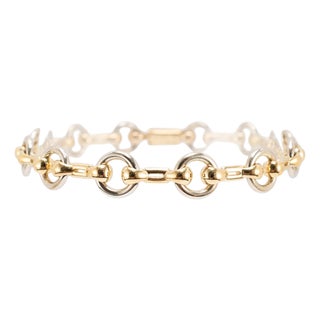 Vintage Cartier Nouveau JCC 18k Yellow & White Gold Horsebit Link Bracelet For Sale