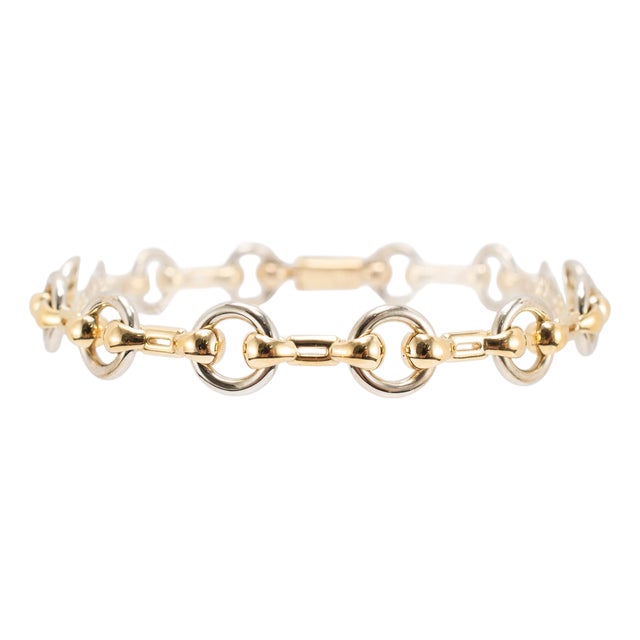 Vintage Cartier Nouveau JCC 18k Yellow & White Gold Horsebit Link Bracelet For Sale