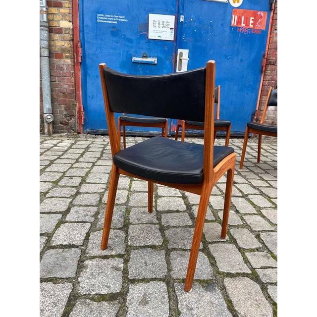 Dining Chairs in Teak & Genuine Leather from K.S. Stolefabrik, Set of 4 For Sale - Image 9 of 11
