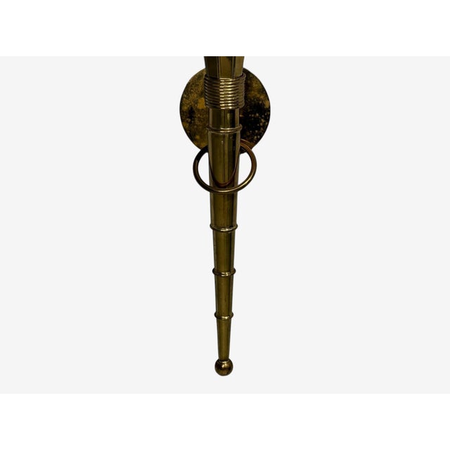 Mid 20th Century Neoclassical, Monumental Torchiere Wall Sconces, Brass, Glass - a Pair For Sale - Image 11 of 12