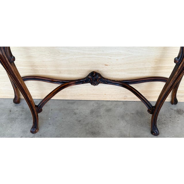 Early 20th Century French Regency Carved Walnut Console Table with Polychrome details and marble top For Sale - Image 13 of 18