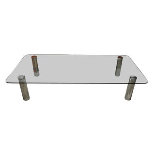 Large Glass and Chrome Coffee Table attributed to Marco Zanuso for Zanotta, Italy, 1960s For Sale