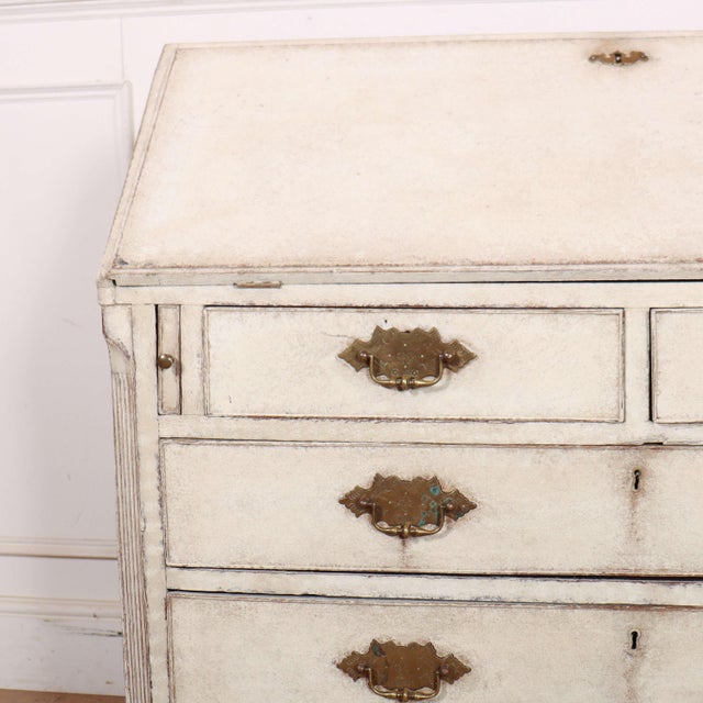 18th C painted bureau/ secretaire, original brass and good fitted interior. 1760 Height of underside of desk 77cm This...
