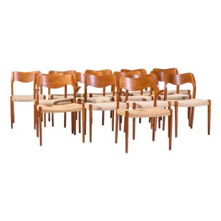 Niels Moller Models 55 and 71 Mid Century Danish Teak Dining Chairs - Set of 12 For Sale