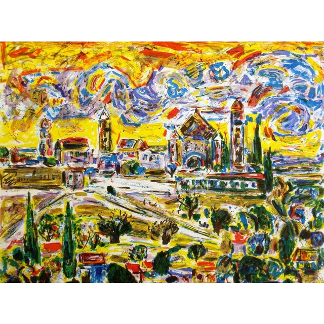 1980s Impressionist Amos Yaskil "Mt. Zion" Signed & Numbered Art Lithograph 1980 Judaic Art For Sale - Image 5 of 5