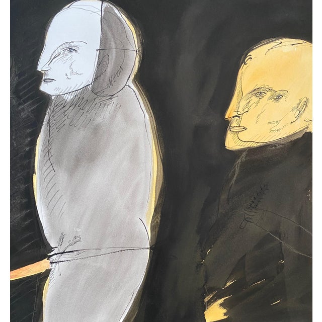 Surrealism Gary Hansmann, Modern Figurative Surrealism Watercolor, Drawing - "The Dressers", 1988 For Sale - Image 3 of 10