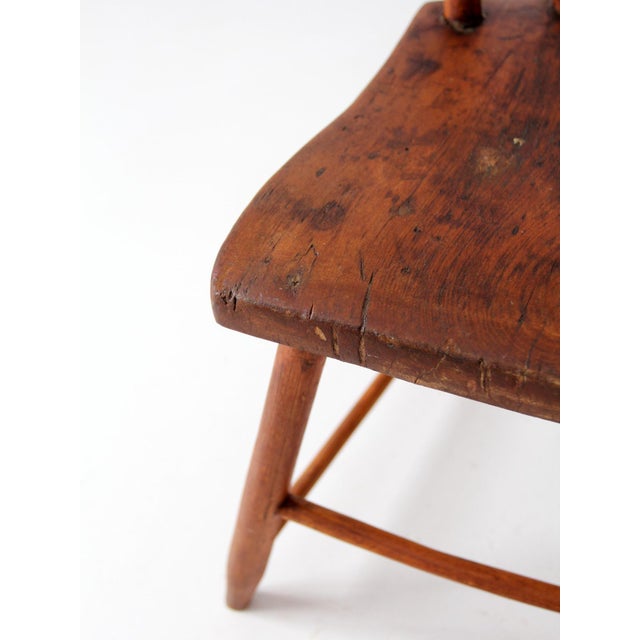 Antique Plank Seat Country Chair For Sale - Image 6 of 12