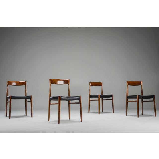 Mid-Century Palisander Dining Chair with Lether, 1950s, Set of 4 For Sale - Image 17 of 18