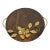 Handcrafted Round Wood Serving Tray With Handles | 12 Inch Floral Metal Inlay Platter | Rustic Coffee Table Decor | Housewarming Gift Item For Sale