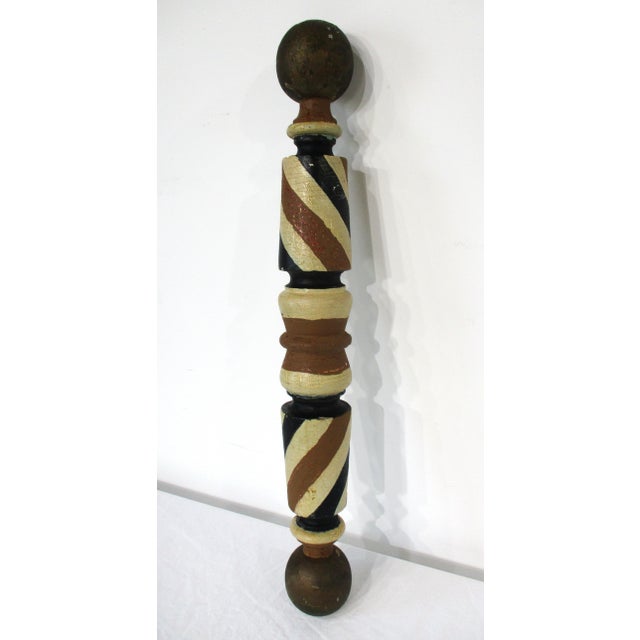 Vintage Folk Art Painted Small Barber Pole For Sale - Image 9 of 13