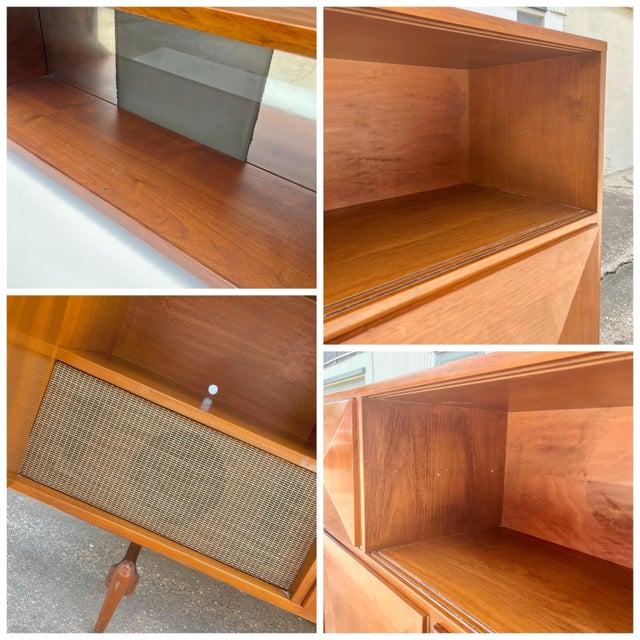 Wood Italian Style Mid Century Modern Highboy Sideboard or Dry Bar For Sale - Image 7 of 12