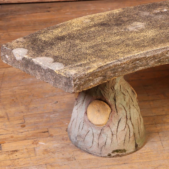 Mid-Century Modern Pair of French Faux Bois Cast Stone Benches, C. 1960 For Sale - Image 3 of 7
